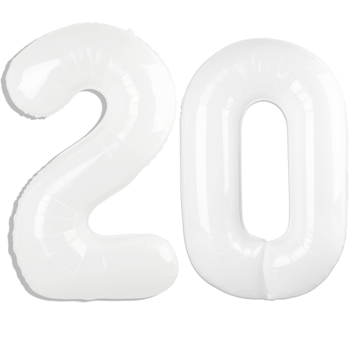 Kelfuoya 40-Inch White Number 20 Digital Balloon – Jumbo Mylar Foil Balloons for Birthday & Anniversary Decor