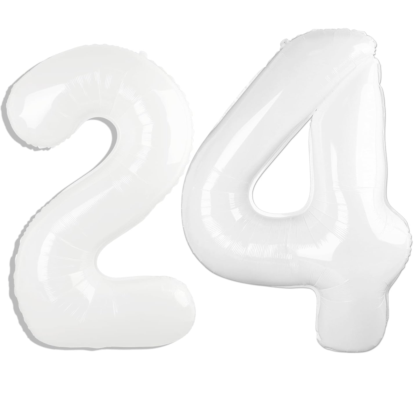 Kelfuoya 40-Inch White Number 24 Digital Balloon | Jumbo Mylar Foil Balloon for Birthdays & Anniversaries