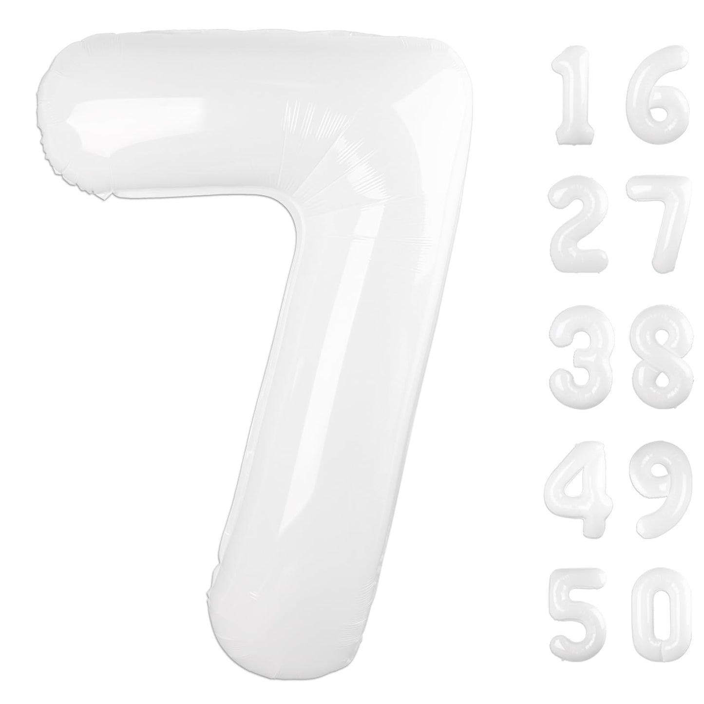 Kelfuoya 40-Inch White Number 7 Foil Balloon | Large Mylar Birthday & Anniversary Decor