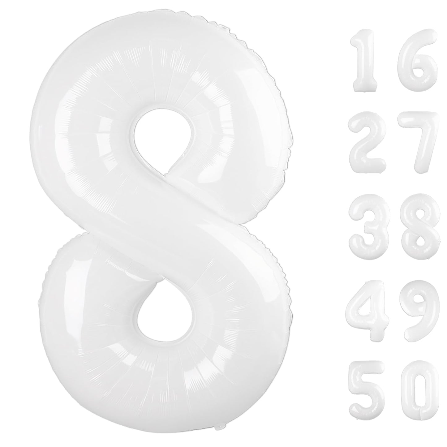 Kelfuoya 40 Inch White Number 8 Balloon Jumbo Foil Party Decoration for Birthday and Anniversary