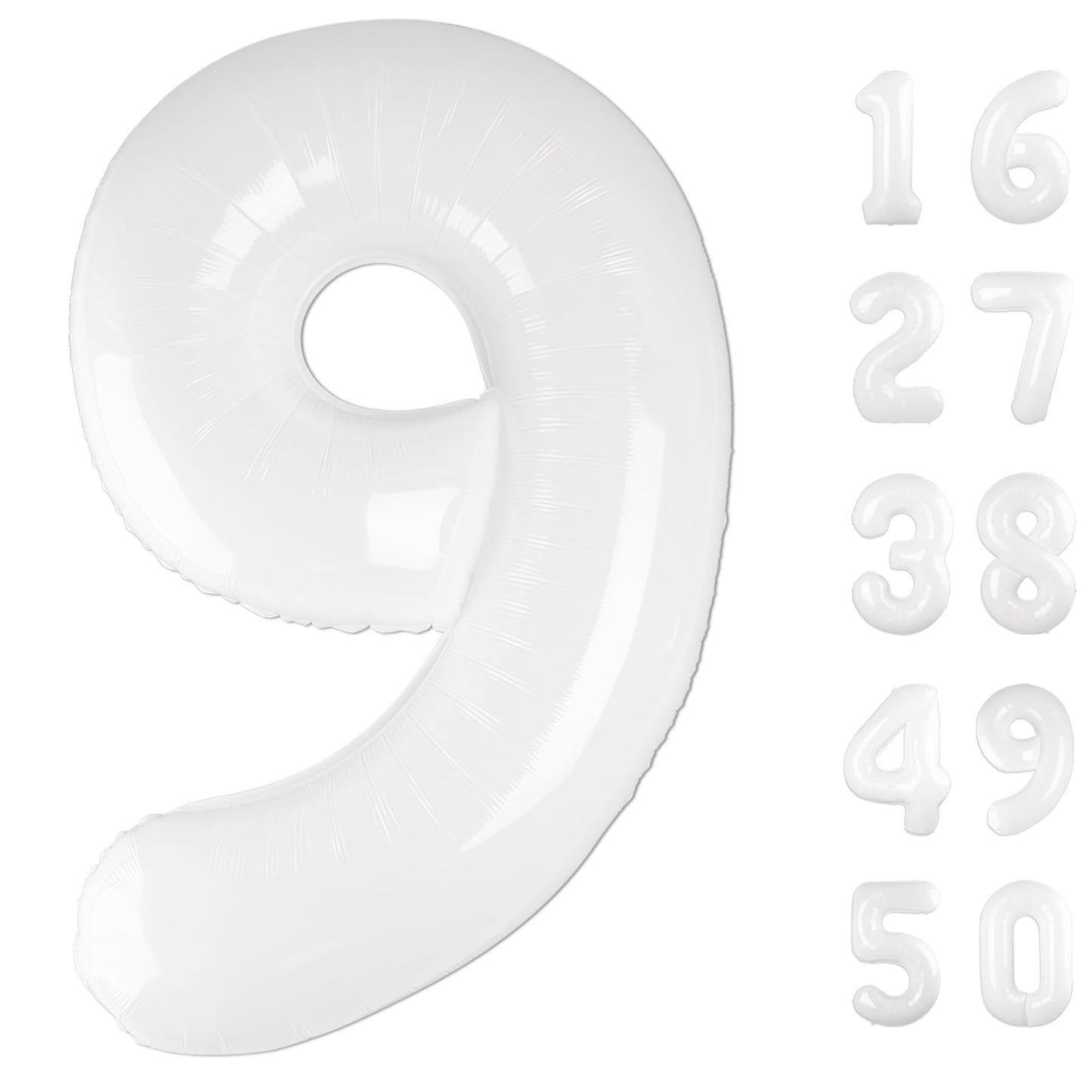 Kelfuoya 40-Inch White 9th Balloon — Giant Translucent Number for Birthday & Wedding Decor