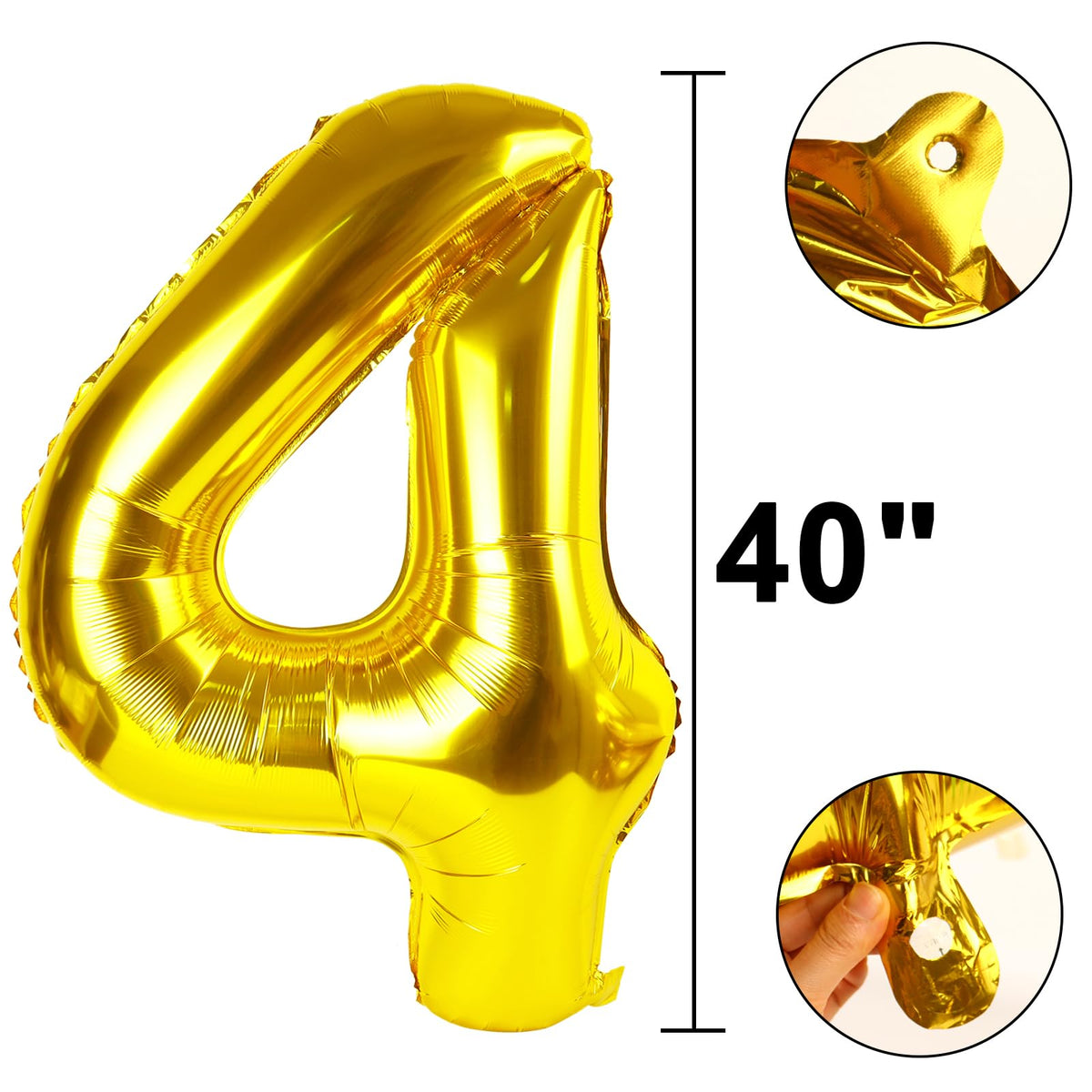 Kelfuoya 40-Inch Gold Number Balloon – Jumbo Mylar Foil Balloon for Birthday, Anniversary & Party Decor