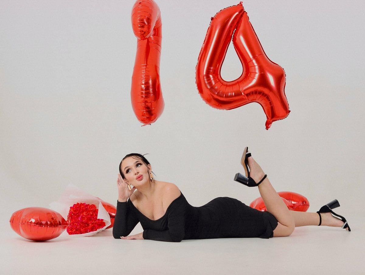 Kelfuoya 40-Inch Red 4-Number Balloon – Jumbo Foil Helium Birthday & Anniversary Decor