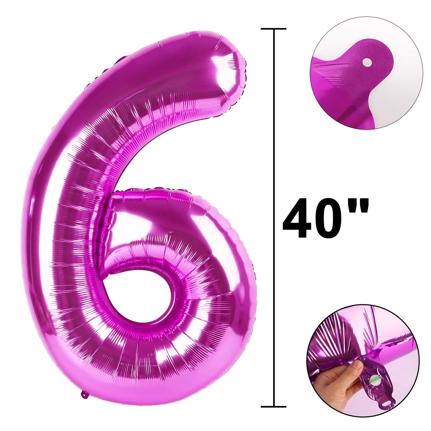Kelfuoya 40-Inch Rose Purple 60 Balloon Numbers – Giant Mylar 60th Birthday & Anniversary Decor