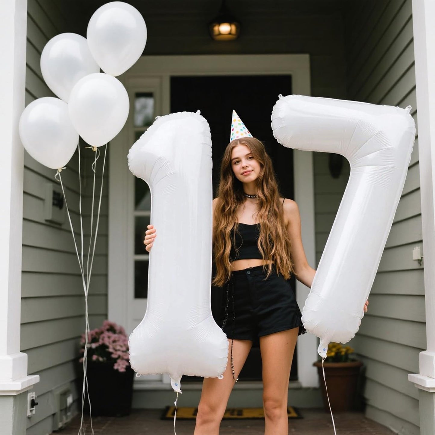 Kelfuoya 40-Inch White Number 7 Foil Balloon | Large Mylar Birthday & Anniversary Decor