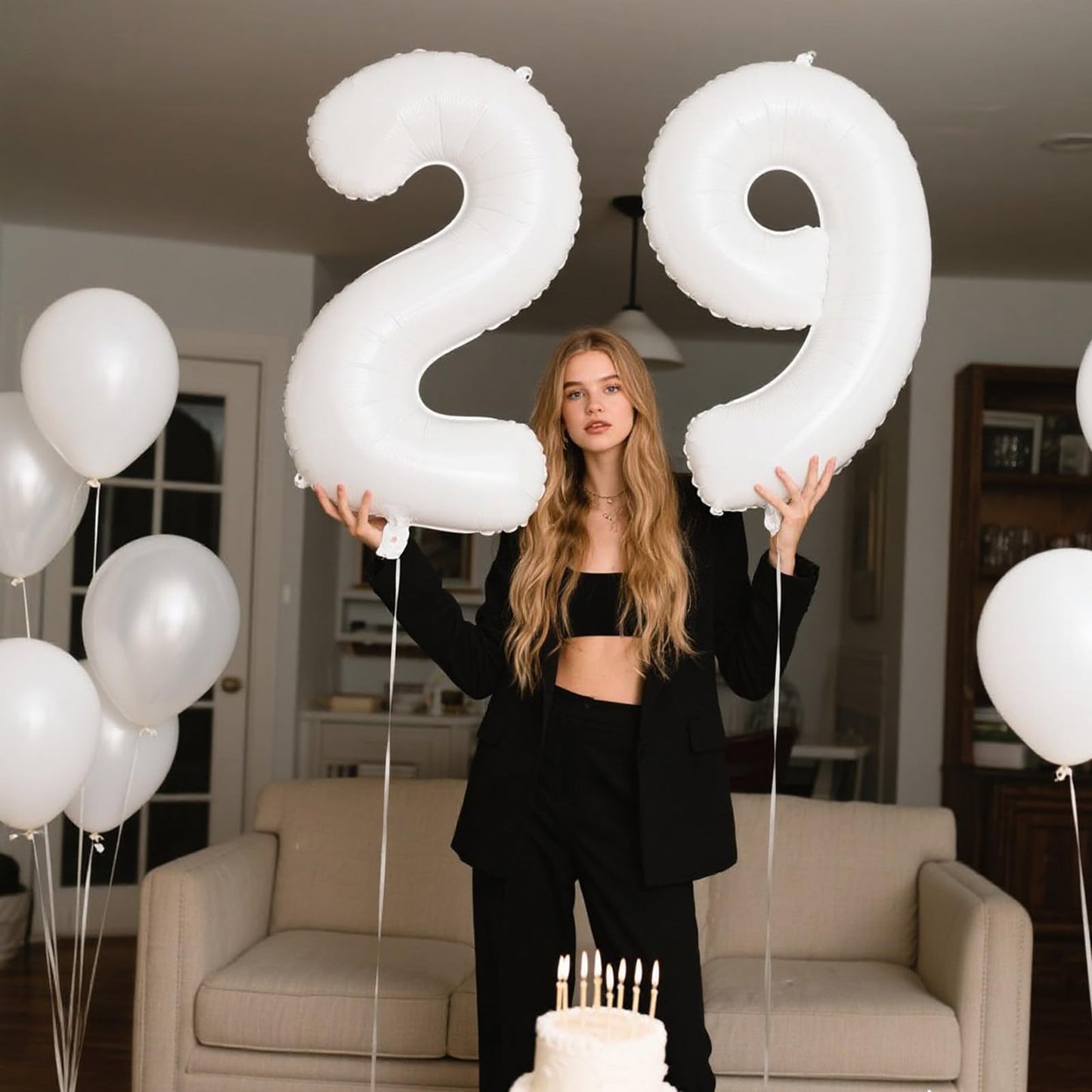 Kelfuoya 40-Inch White 9th Balloon — Giant Translucent Number for Birthday & Wedding Decor