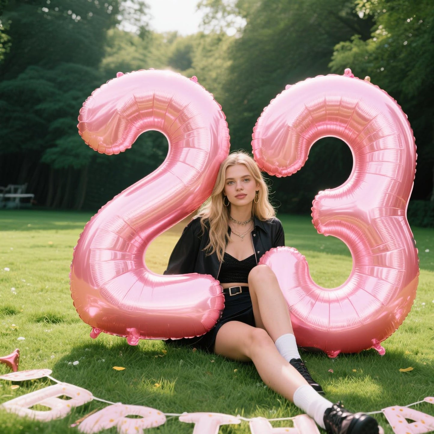 Kelfuoya 40 Inch Pearlescent Pink Number 23 Balloon – 23rd Birthday & Anniversary Mylar Balloon