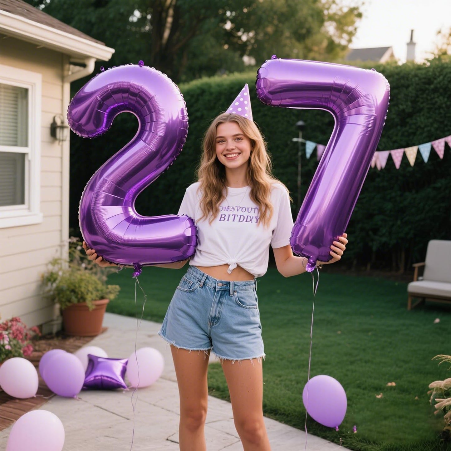 Kelfuoya 40-Inch Purple Number 2 Foil Balloon – Giant Mylar Party Decoration