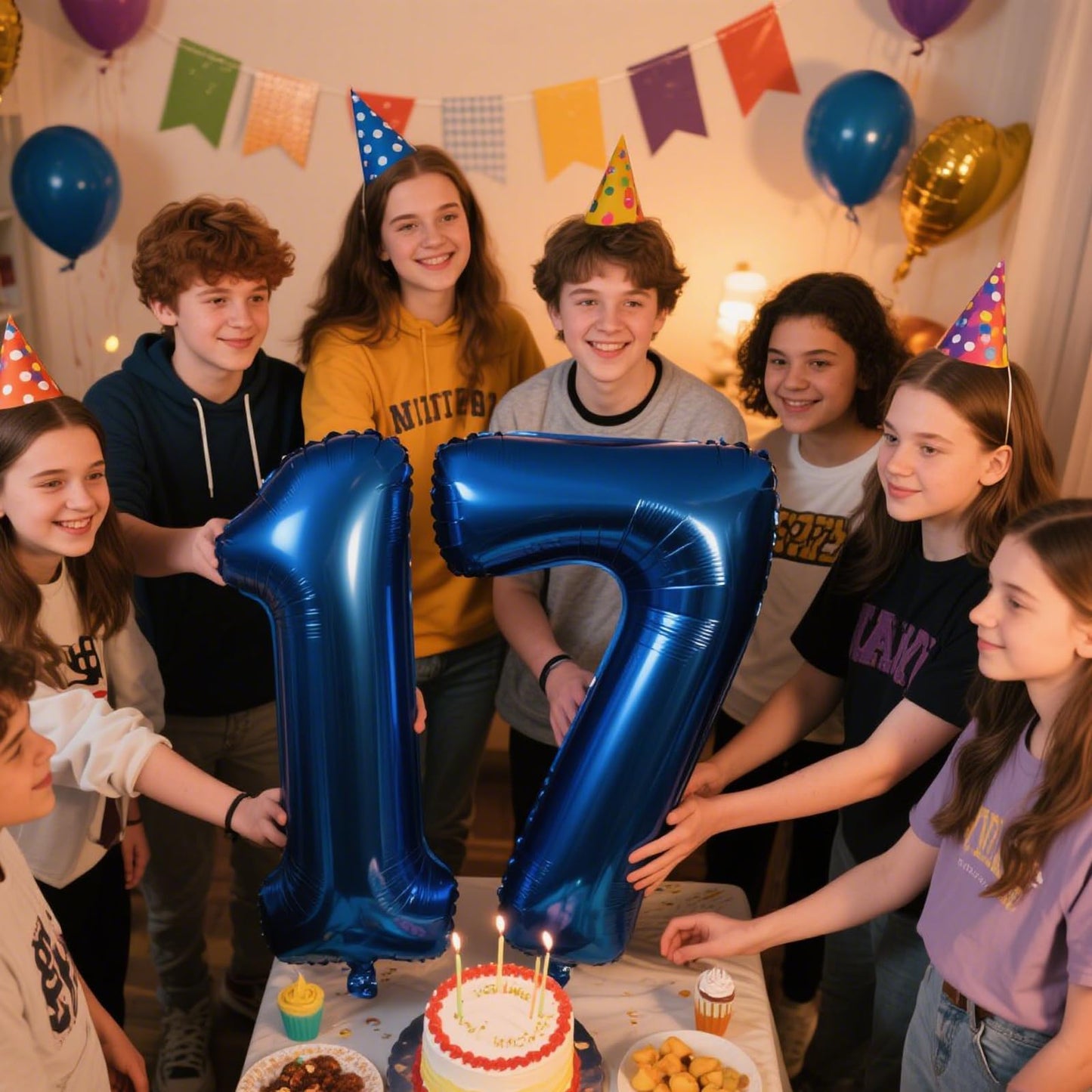 Kelfuoya 40-Inch Navy Blue Number 17 Balloon | Jumbo Mylar Foil Balloon for Birthday & Anniversary