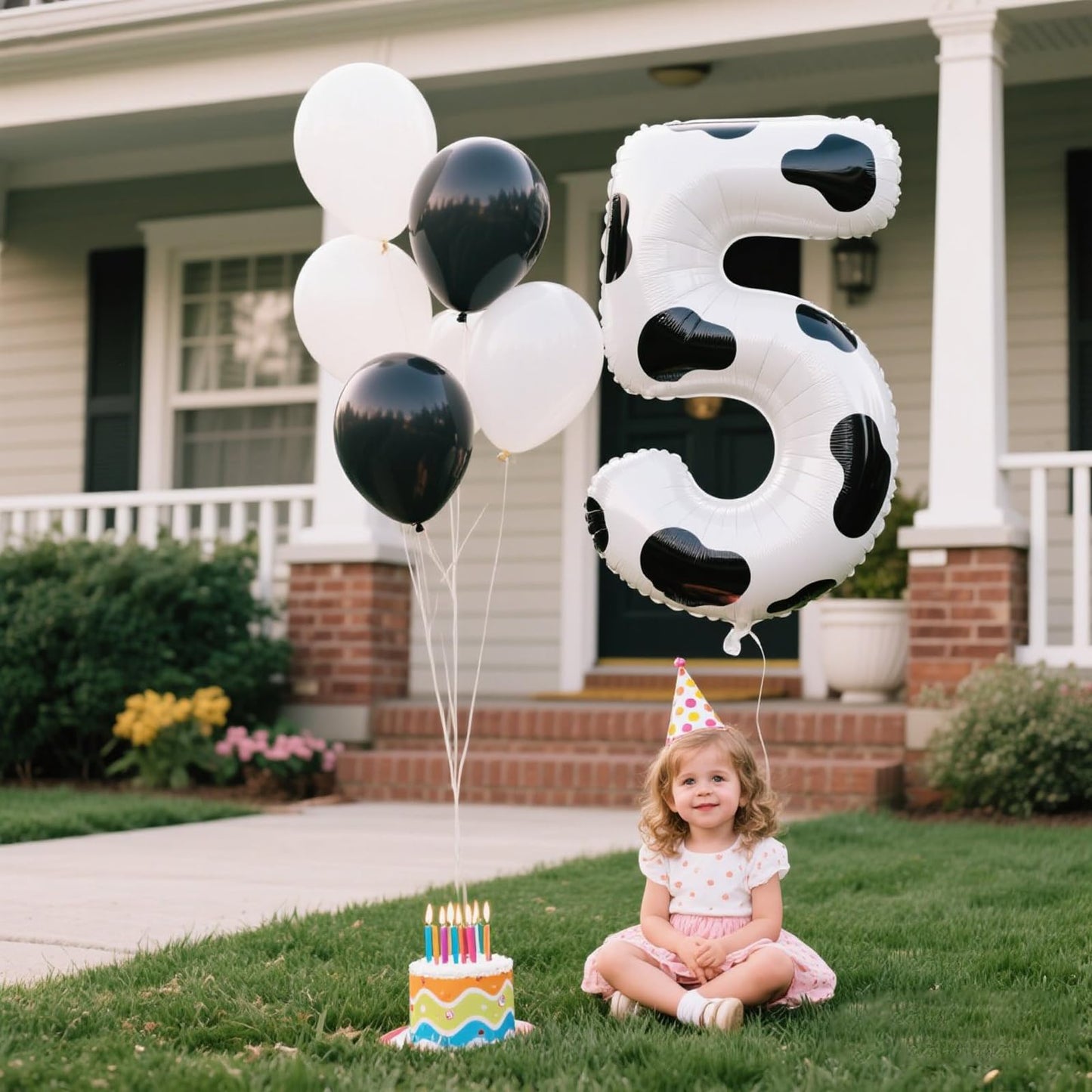 Kelfuoya 40-Inch Cow Print Number 5 Balloon – Jumbo Mylar Foil Birthday Party Decoration