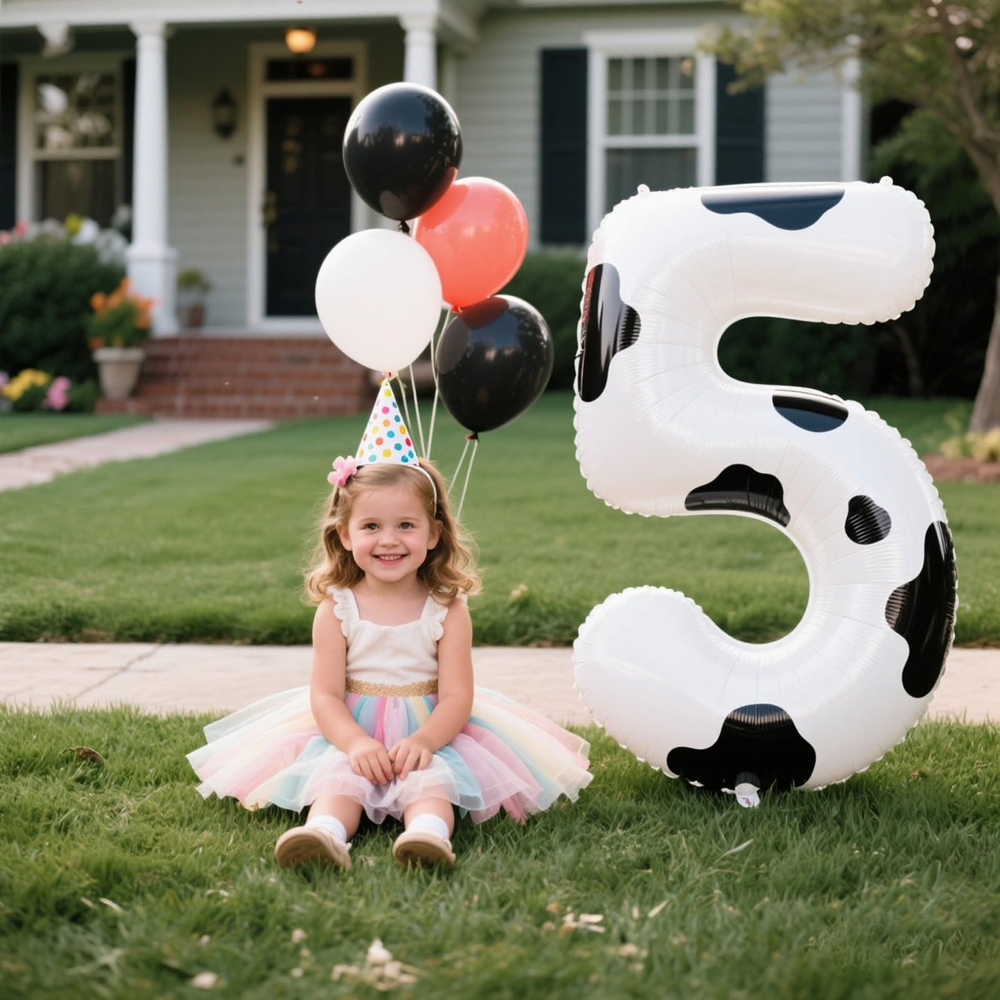 Kelfuoya 40-Inch Cow Print Number 5 Balloon – Jumbo Mylar Foil Birthday Party Decoration