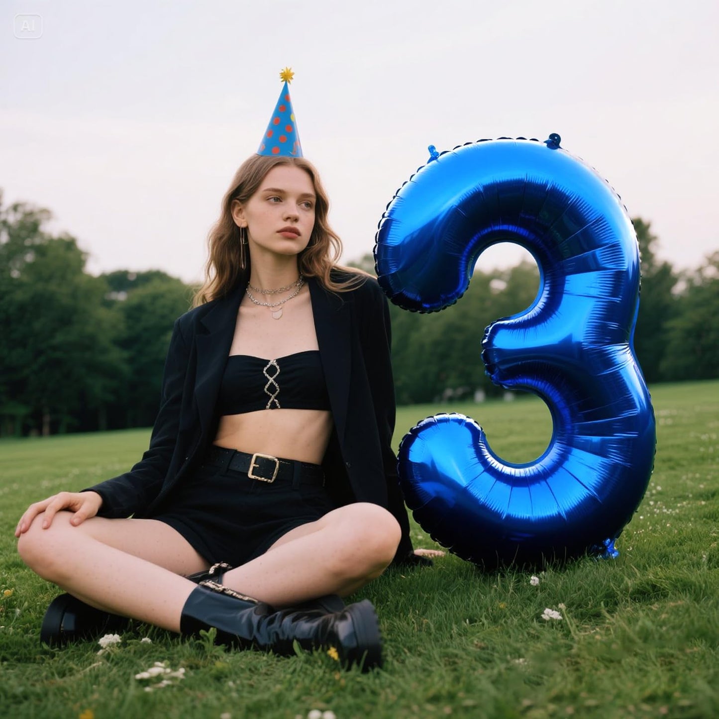 Kelfuoya 40-Inch Navy Blue Number 3 Foil Balloon | Large 3rd Birthday Party Decor