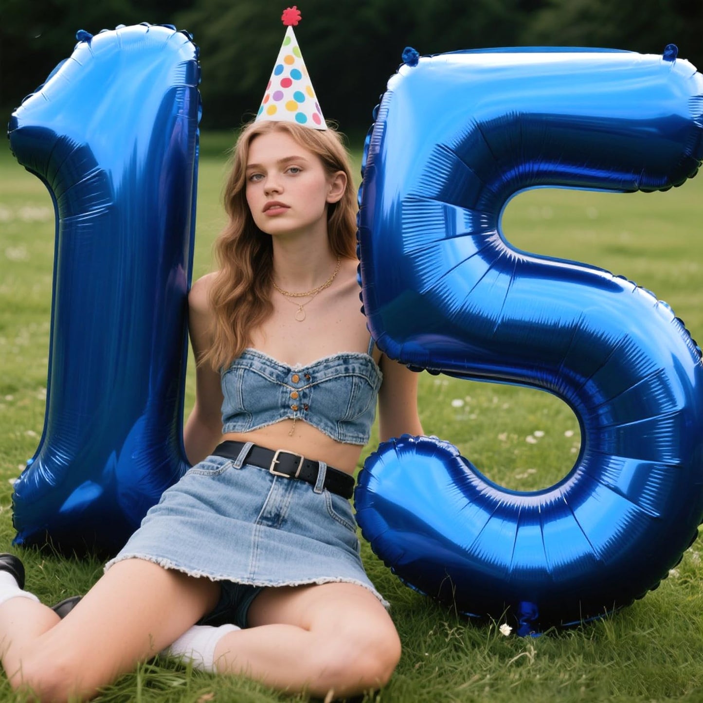 40 Inch Number 5 Balloon Jumbo Dark Blue Foil Digit by Kelfuoya