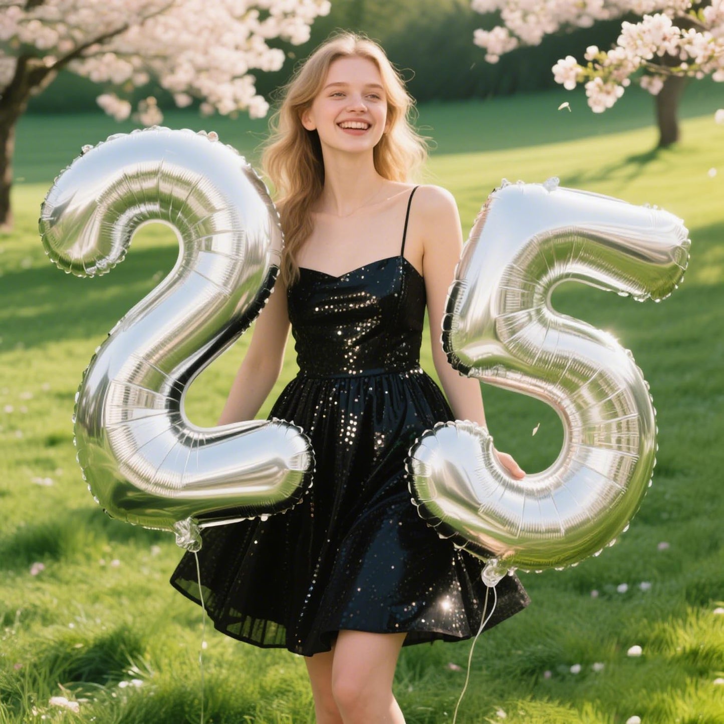 Kelfuoya 40 Inch Silver Number 25 Digital Balloon – Jumbo Mylar Foil Balloon for Birthday & Anniversary Parties