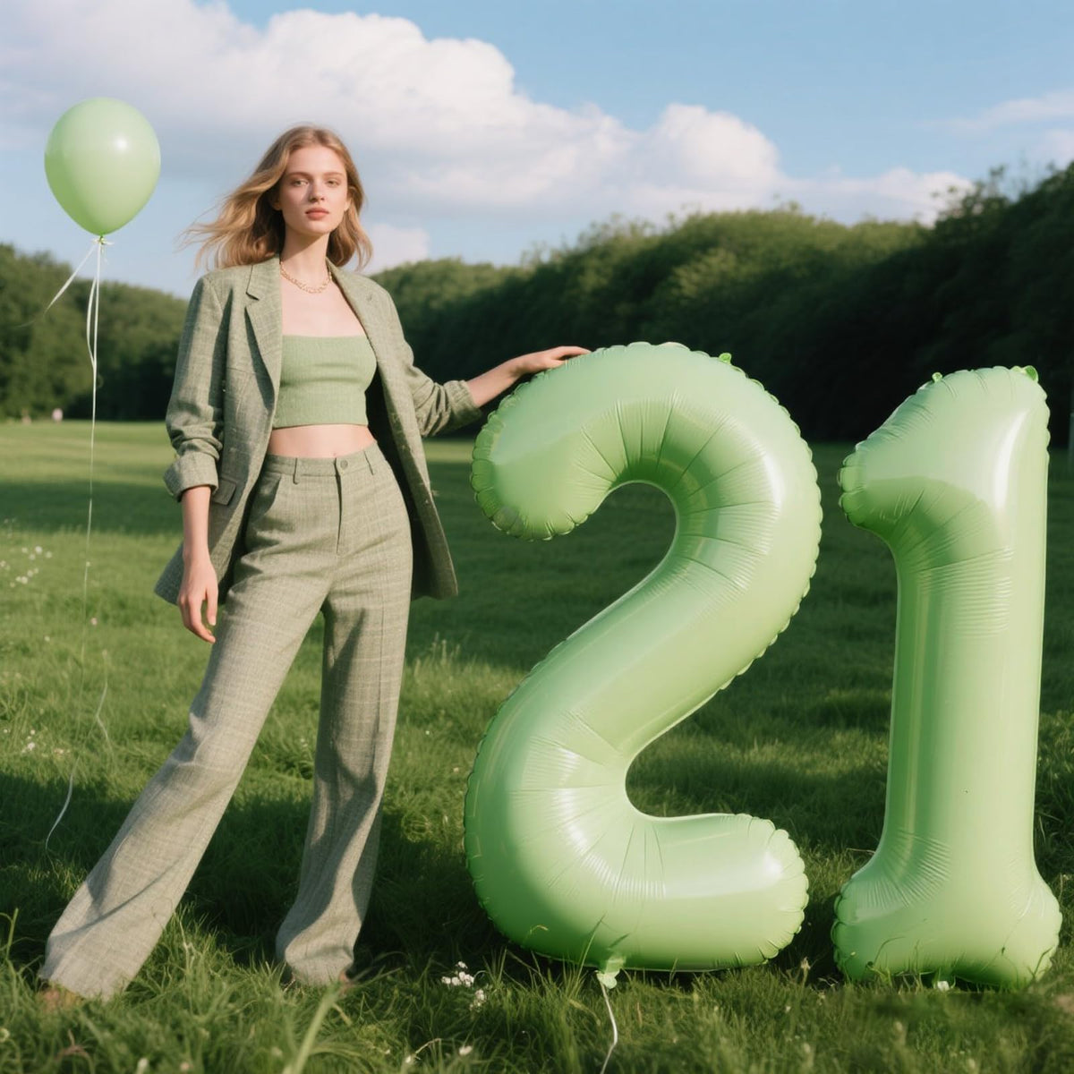 Kelfuoya 40-Inch Olive Green Number 2 Balloon – Jumbo Foil Mylar Birthday & Anniversary Decor