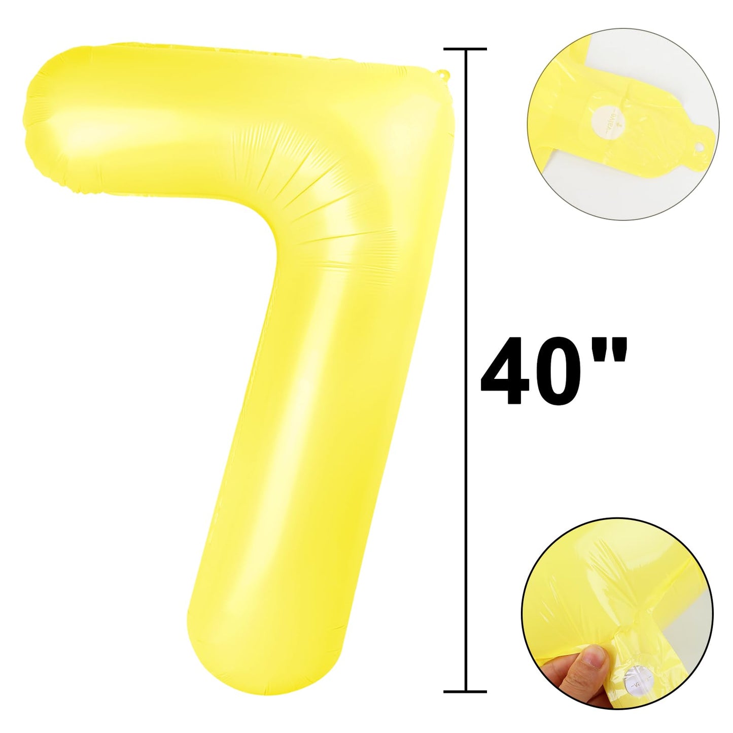Kelfuoya 40-Inch Macaron Yellow Number 7 Balloon – Jumbo Mylar Foil Birthday & Anniversary Party Decor