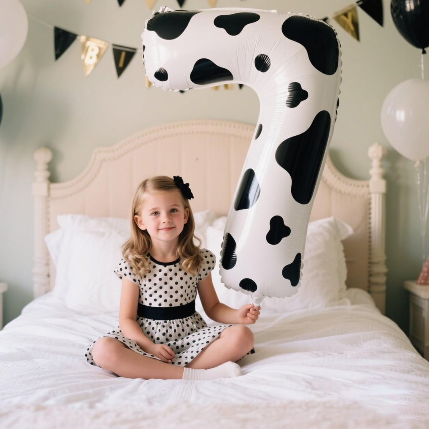Kelfuoya 40-Inch Cow Print Number 7 Balloon | Jumbo Mylar Birthday & Anniversary Decor