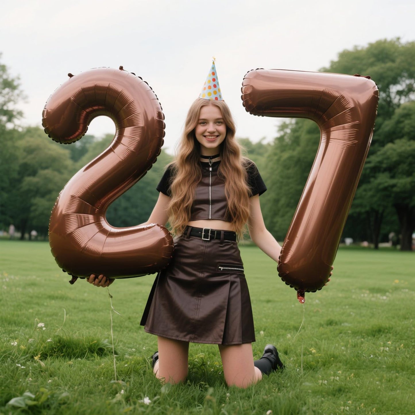 Kelfuoya 40-Inch Dark Brown Number 7 Jumbo Mylar Foil Balloon for Birthdays, Anniversaries, Weddings & Parties