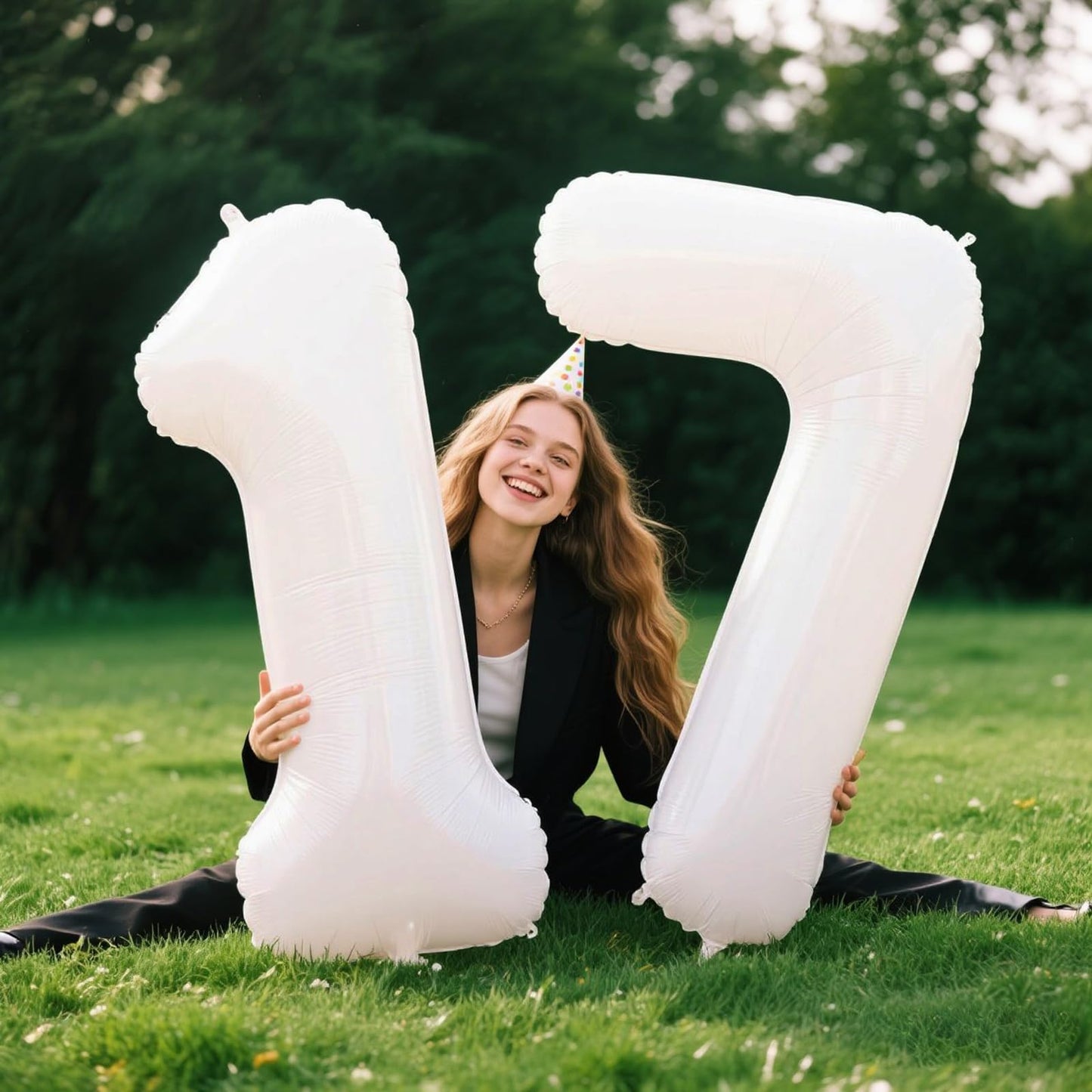 Kelfuoya 40-Inch White Number 7 Foil Balloon | Large Mylar Birthday & Anniversary Decor