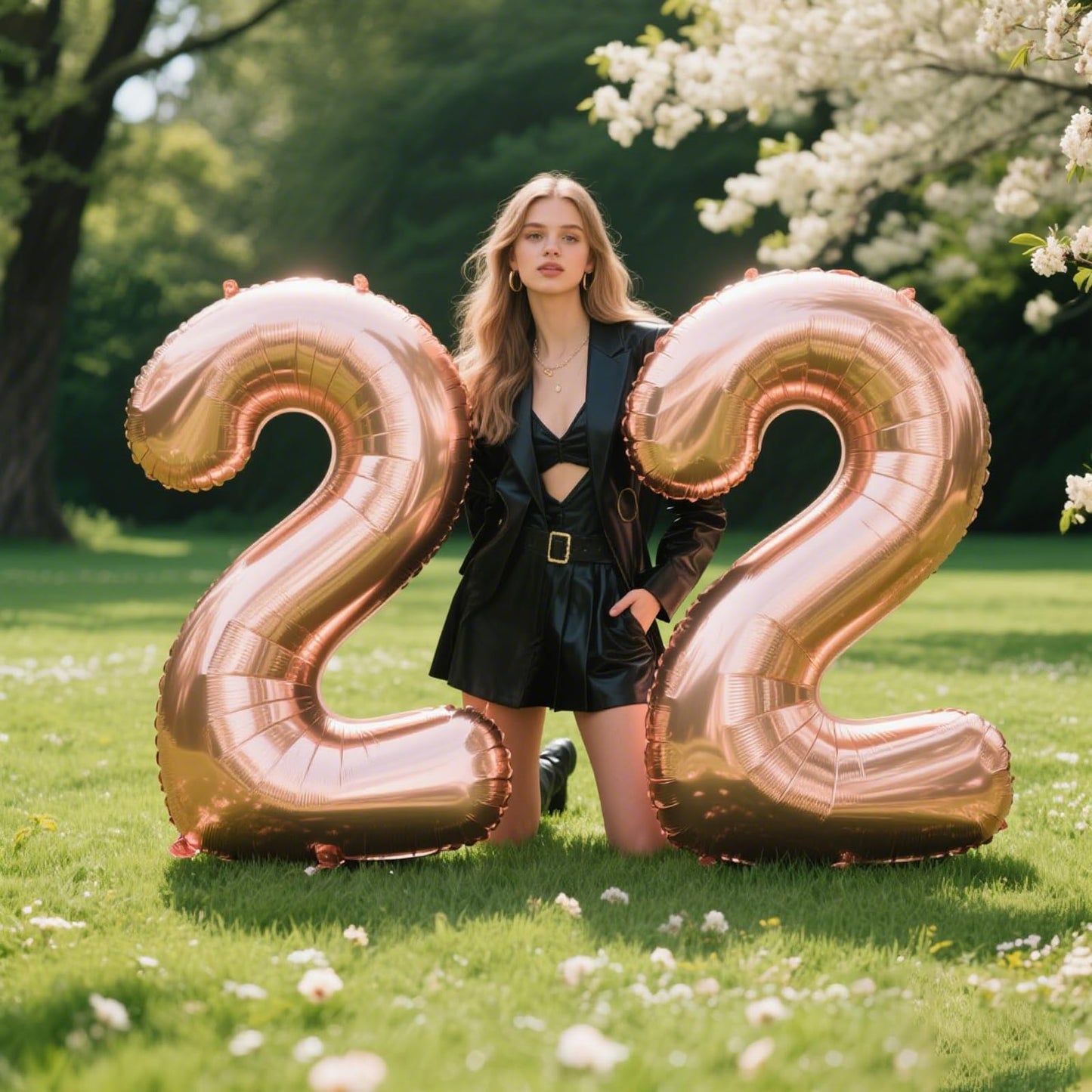 Kelfuoya 40 Inch Rose Gold Number 22 Balloon – Jumbo Mylar Foil Balloon for Birthday, Wedding & Anniversary