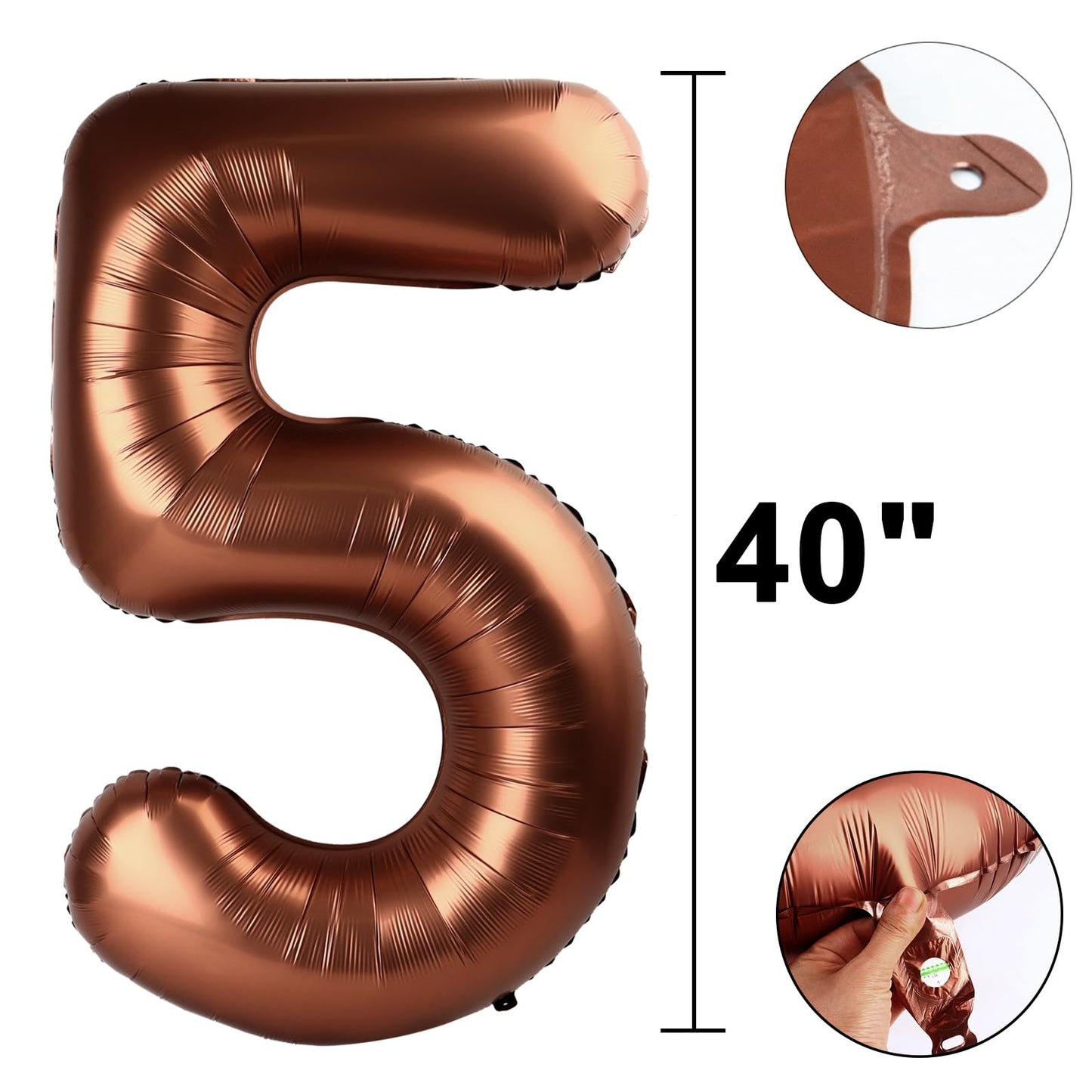 Kelfuoya 40-Inch Dark Brown Number 15 Balloon – Jumbo Mylar Foil for 15th Birthday & Anniversary