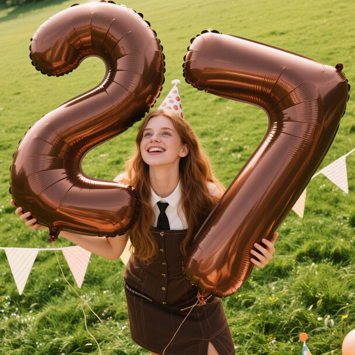Kelfuoya 40-Inch Dark Brown 27 Number Balloon – Jumbo Mylar Foil Birthday and Anniversary Decor