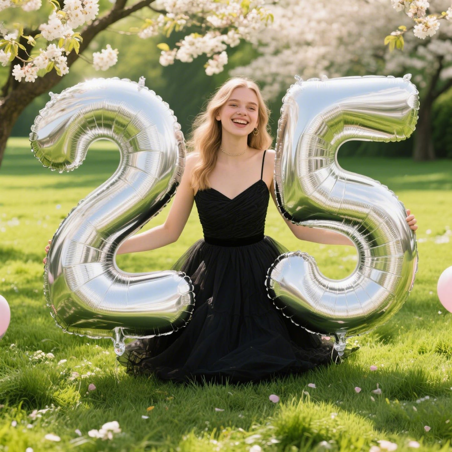 Kelfuoya 40 Inch Silver Number 25 Digital Balloon – Jumbo Mylar Foil Balloon for Birthday & Anniversary Parties