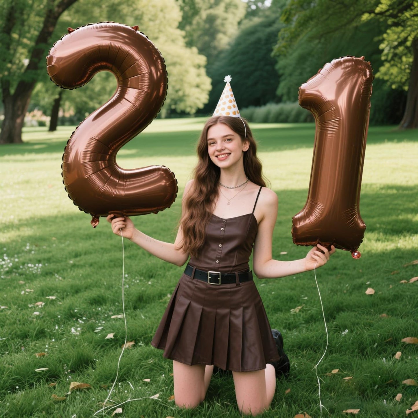 Kelfuoya 40-Inch Dark Brown Number 21 Foil Balloon | 21st Birthday & Anniversary Party Decor