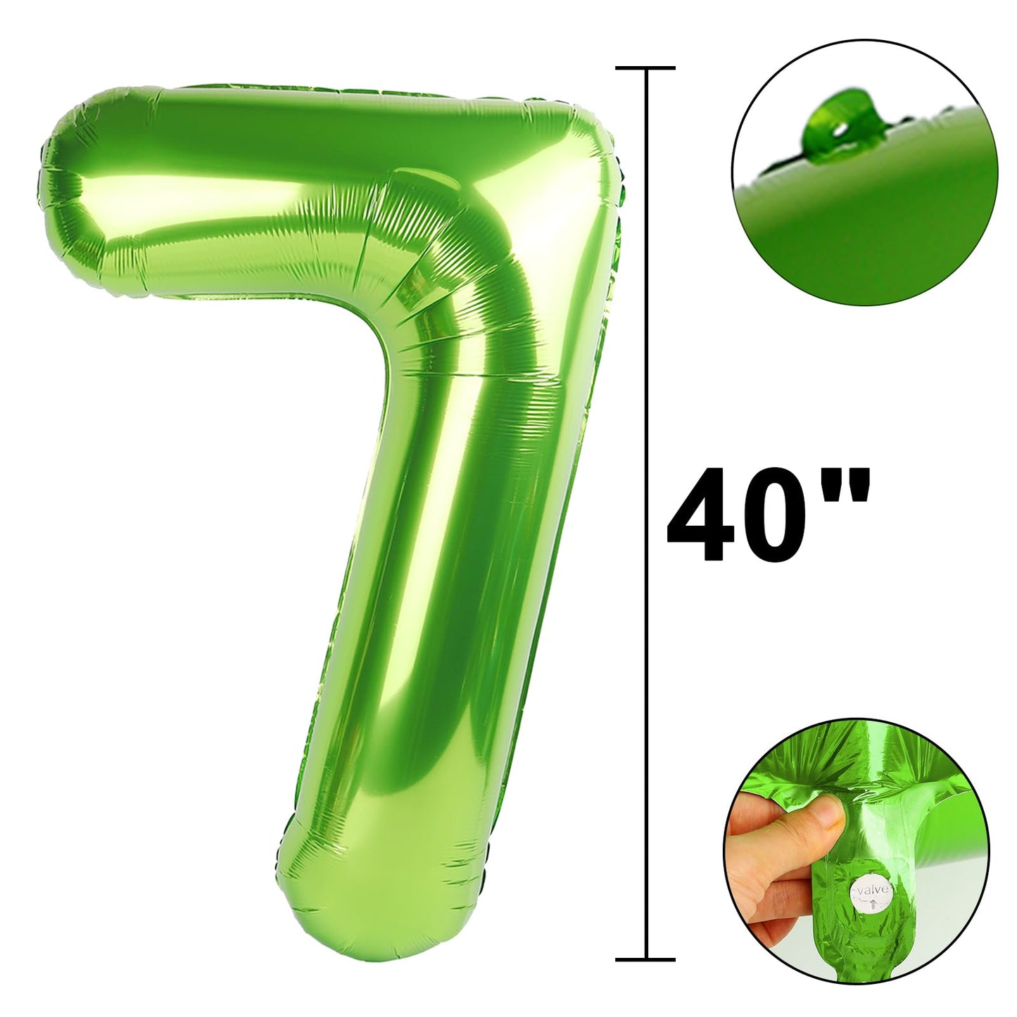 Kelfuoya 40 Inch Light Green Number 7 Jumbo Mylar Foil Balloon – First Birthday, Wedding & Anniversary Party Decor