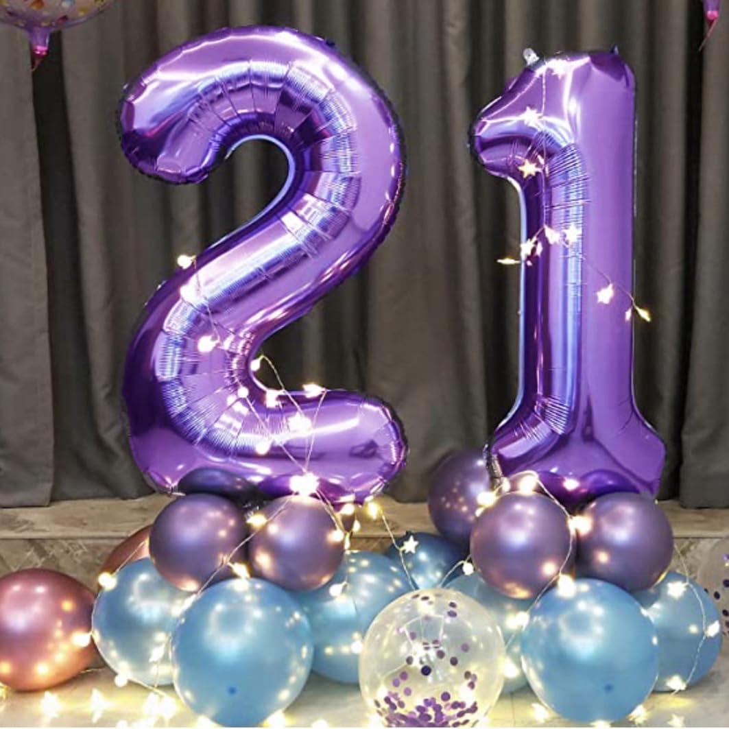 Kelfuoya 40-Inch Purple Number 27 Digital Balloon | Jumbo Mylar Foil Balloon for Birthday & Anniversary Parties