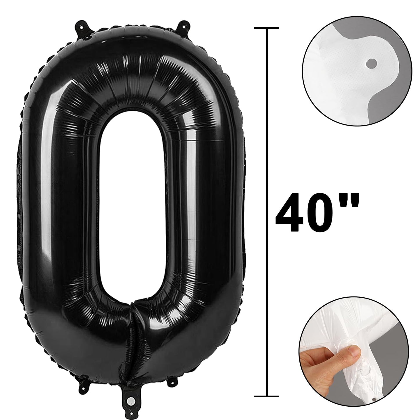 Kelfuoya 40-Inch Black Number 10 Balloon – Jumbo Foil Digital Balloon for 10th Birthday & Anniversary