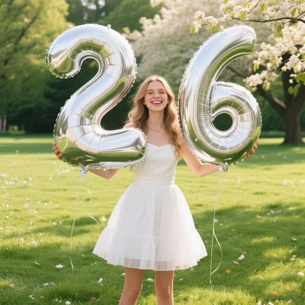 Kelfuoya 40-Inch Silver Number 26 Digital Balloon – Jumbo Mylar Birthday & Anniversary Decor