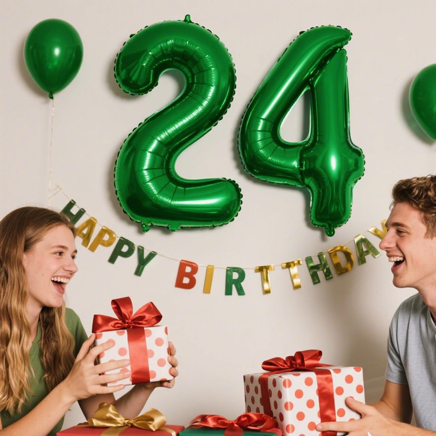 Kelfuoya 40-Inch Green Number 24 Digital Balloon – Jumbo Mylar Foil Balloon for Birthday & Anniversary