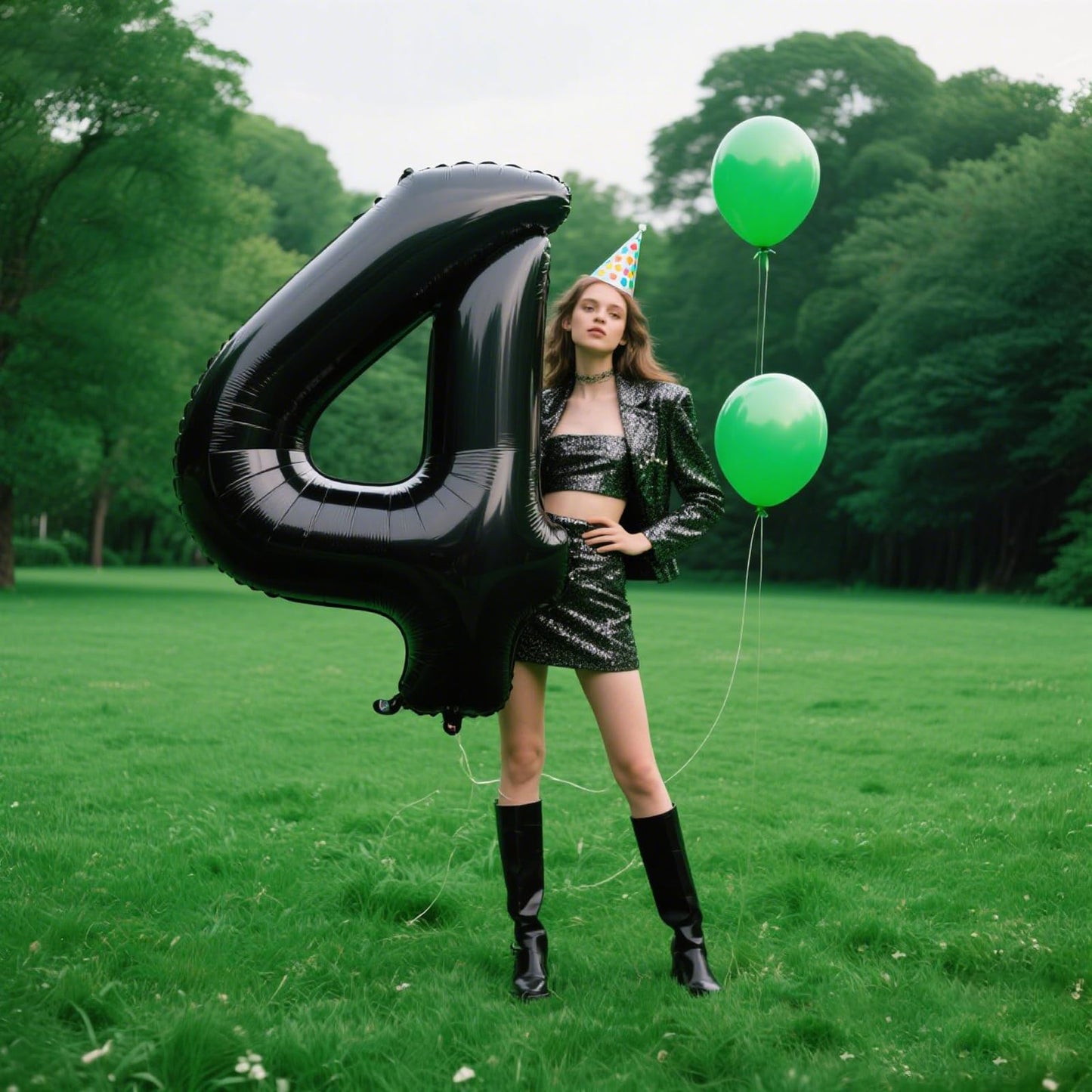Kelfuoya 40-Inch Black Number 4 Balloon – Giant Mylar Numeral for Birthdays & Anniversaries