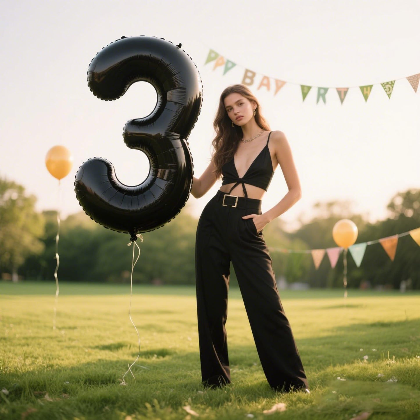 Kelfuoya 40 Inch Black Foil Number 3 Balloon | Large Mylar Birthday & Anniversary Decor