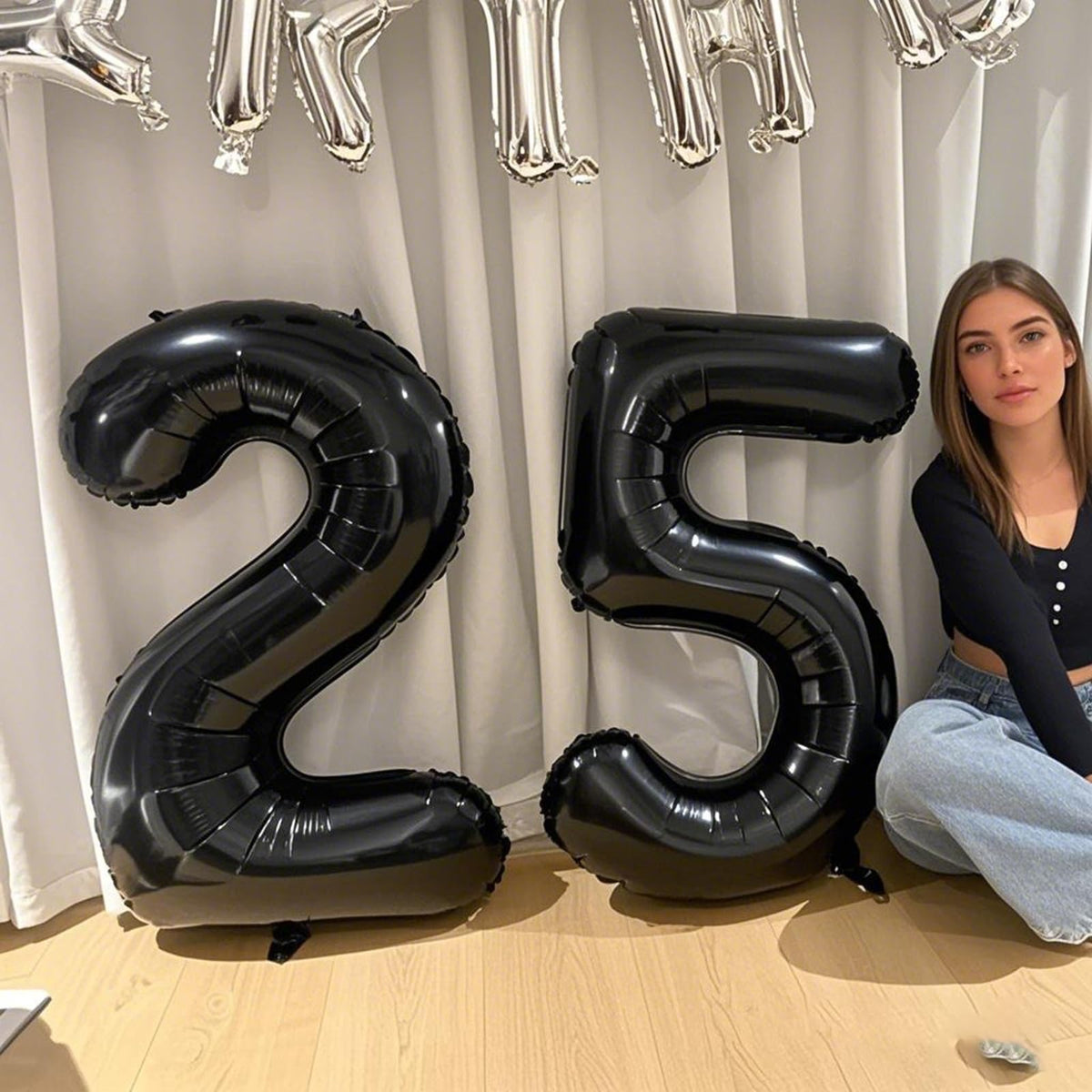 Kelfuoya 40-Inch Black 24 Number Balloon – Jumbo Mylar Digital Balloon for Parties
