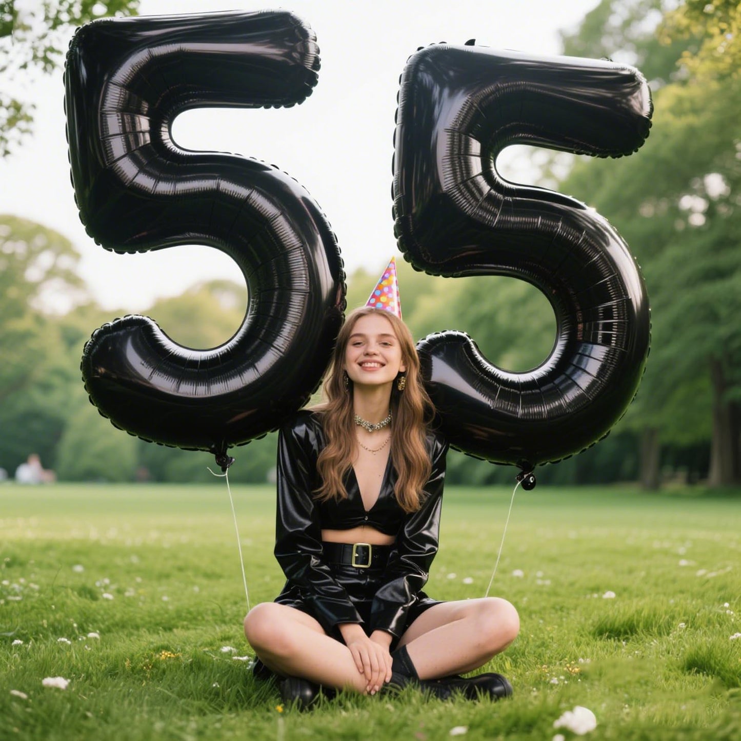 Kelfuoya 40 Inch Black Number 5 Foil Balloon - Giant Milestone Party Balloons