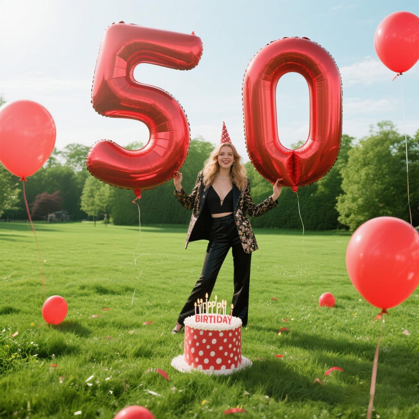 Kelfuoya 40-Inch Red Number 50 Balloon – Jumbo Mylar Foil for 50th Birthday or Anniversary