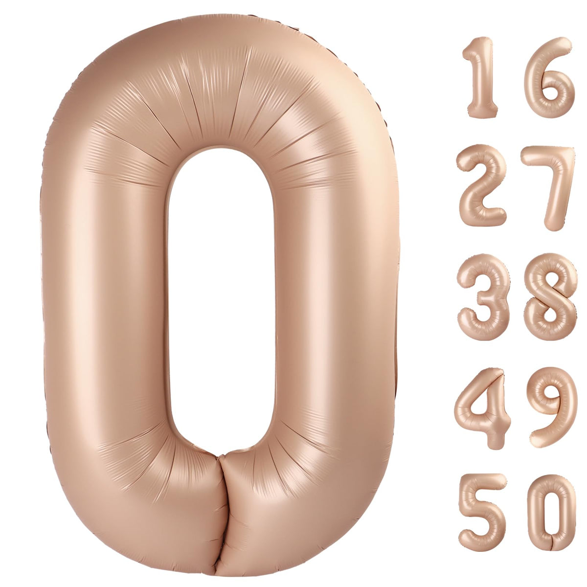 Kelfuoya 40-Inch Caramel Number 0 Balloon – Jumbo Mylar Foil Party Decor