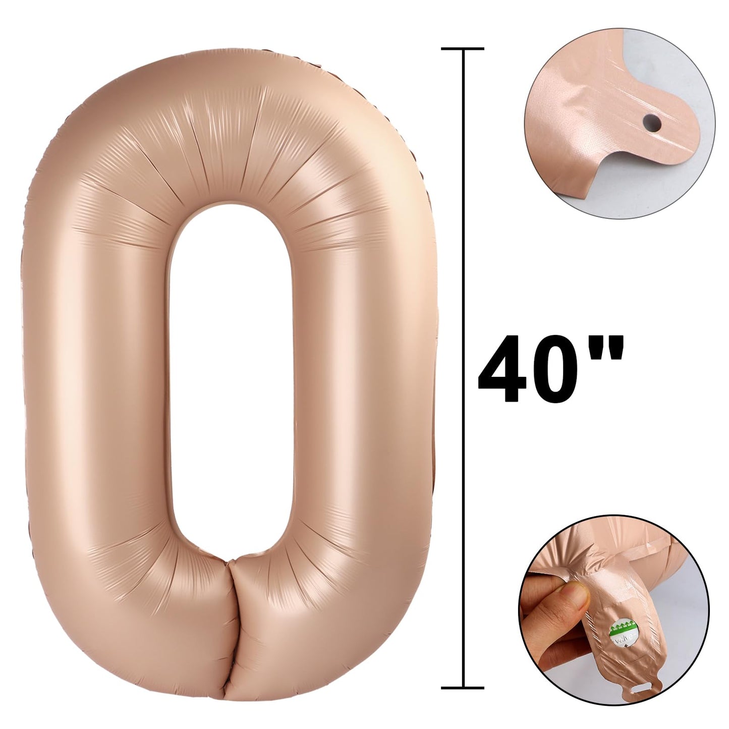 Kelfuoya 40-Inch Caramel Number 0 Balloon – Jumbo Mylar Foil Party Decor