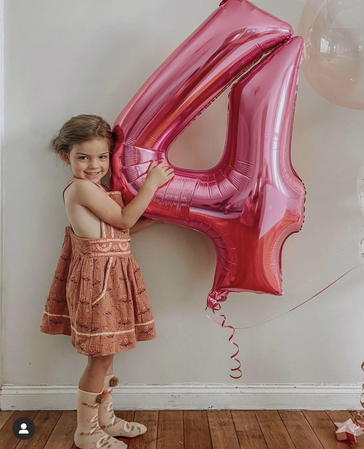 Kelfuoya Pink Number 4 Balloon — 40 Inch Giant Foil Mylar Balloon for Birthday Parties