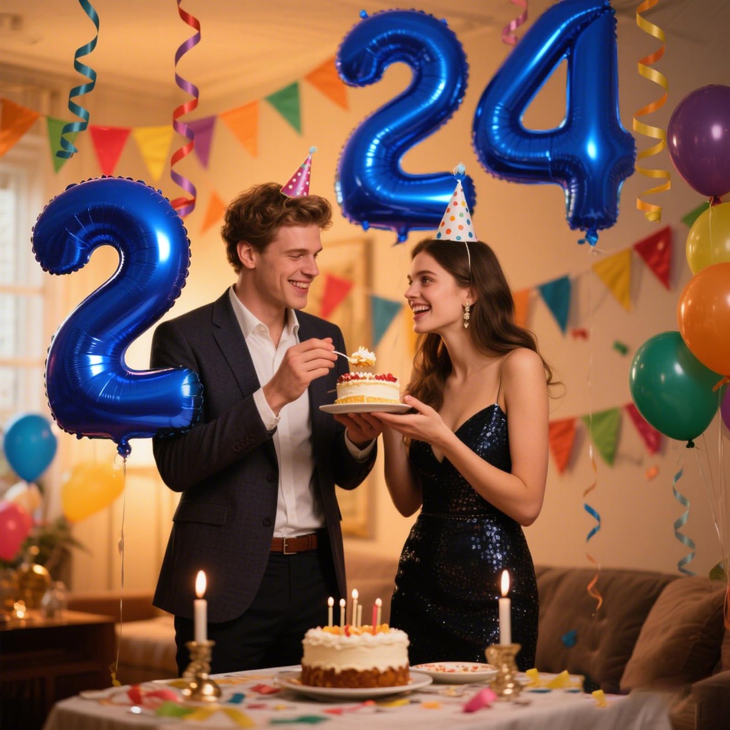 Kelfuoya 40-Inch Navy Blue Number 24 Balloon – Jumbo Mylar Foil Balloon for 24th Birthday and Anniversary