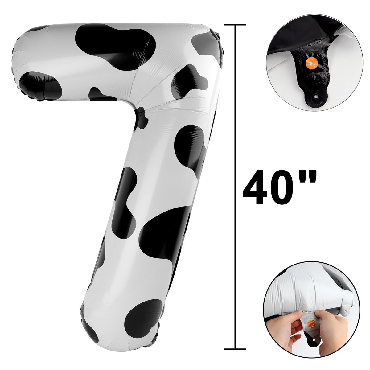 Kelfuoya 40-Inch Cow Print Number 7 Balloon | Jumbo Mylar Birthday & Anniversary Decor