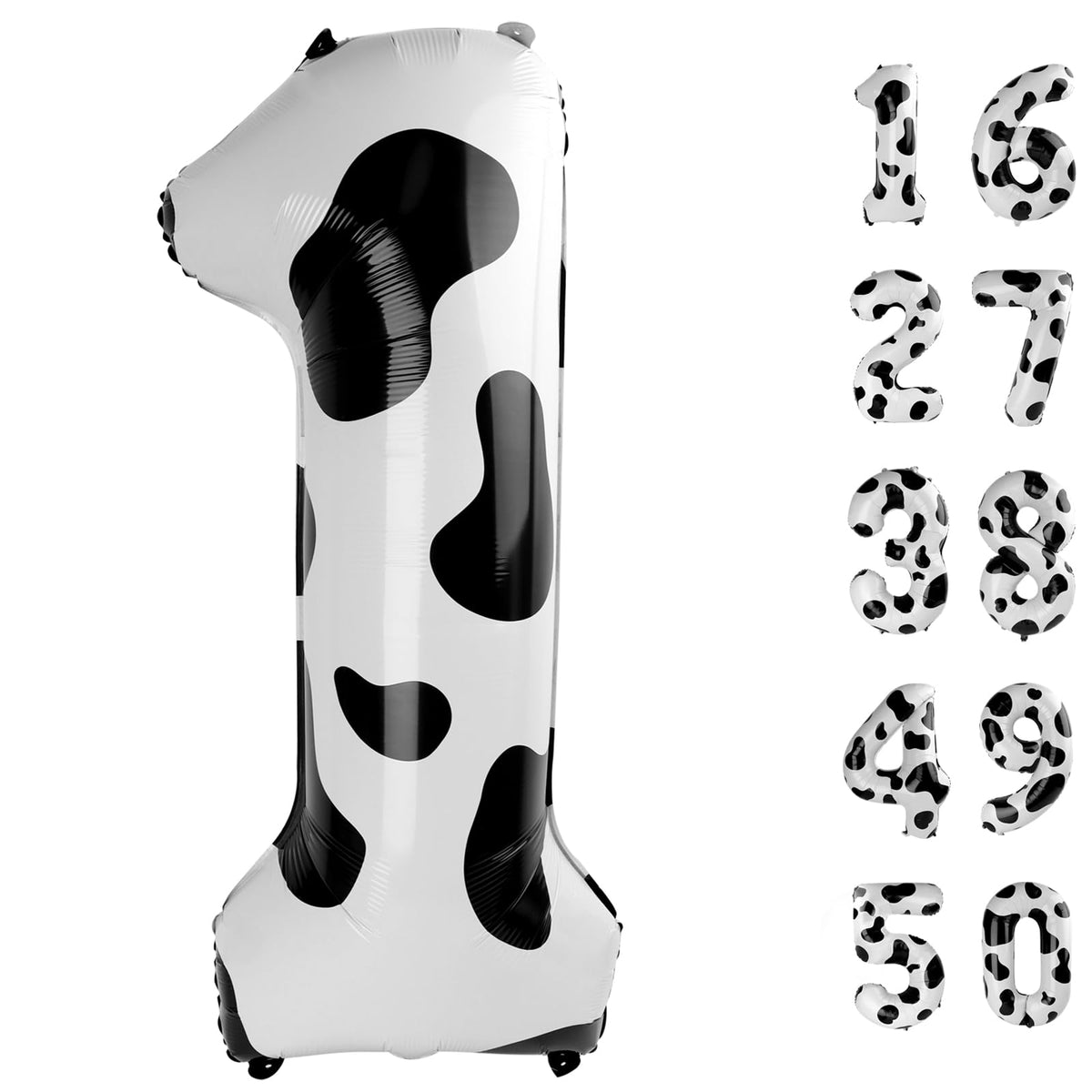 Kelfuoya 40-Inch Cow Print Number 1 Balloon – Jumbo Mylar Foil Birthday Decor