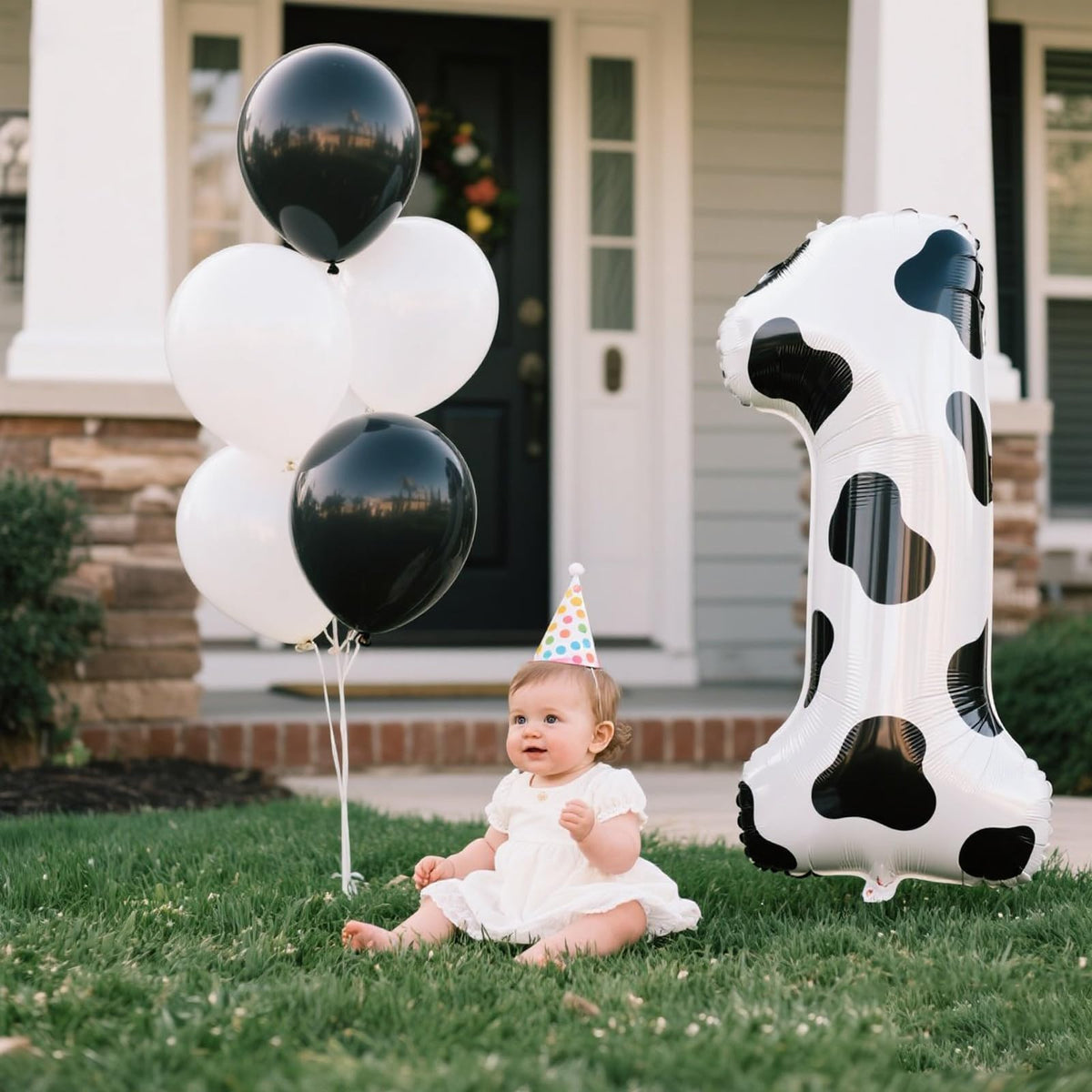 Kelfuoya 40-Inch Cow Print Number 1 Balloon – Jumbo Mylar Foil Birthday Decor
