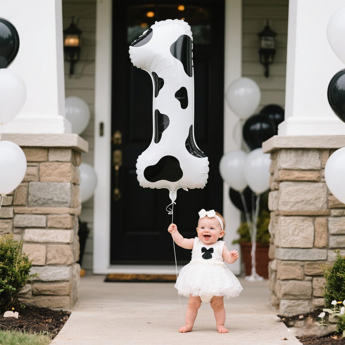 Kelfuoya 40-Inch Cow Print Number 1 Balloon – Jumbo Mylar Foil Birthday Decor