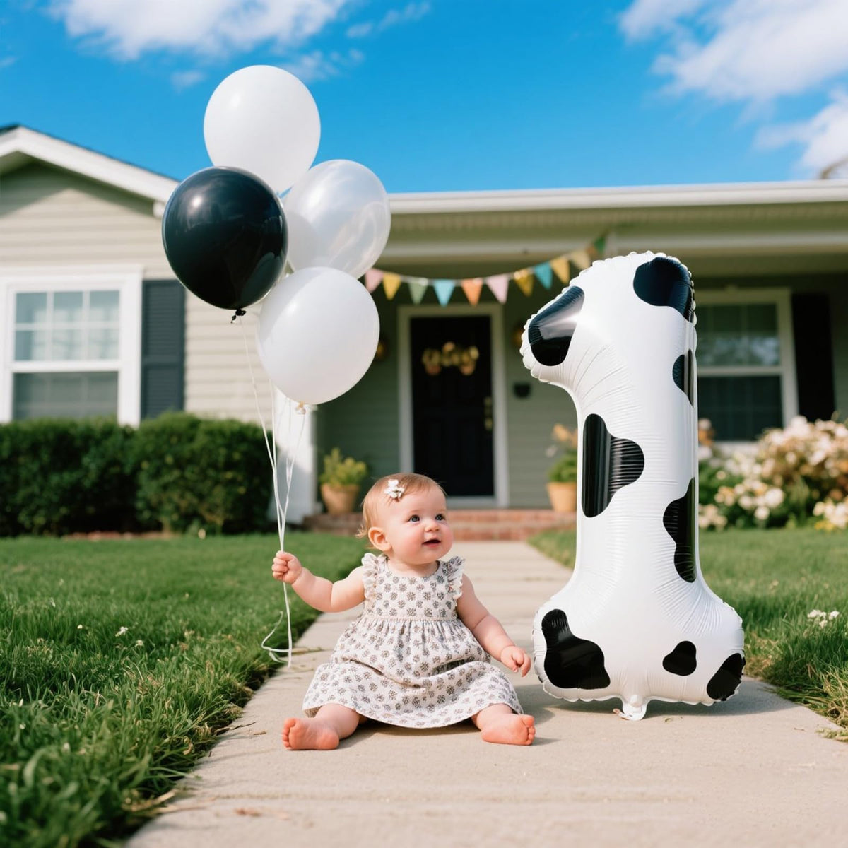 Kelfuoya 40-Inch Cow Print Number 1 Balloon – Jumbo Mylar Foil Birthday Decor