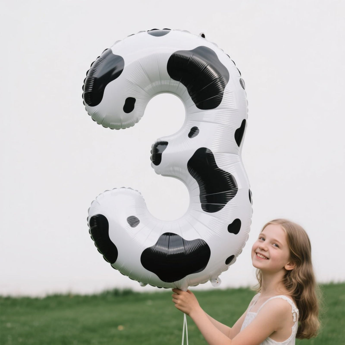 Kelfuoya 40-Inch Cow Print Number 3 Balloon | Giant Foil Mylar for 13th Birthday & Anniversary