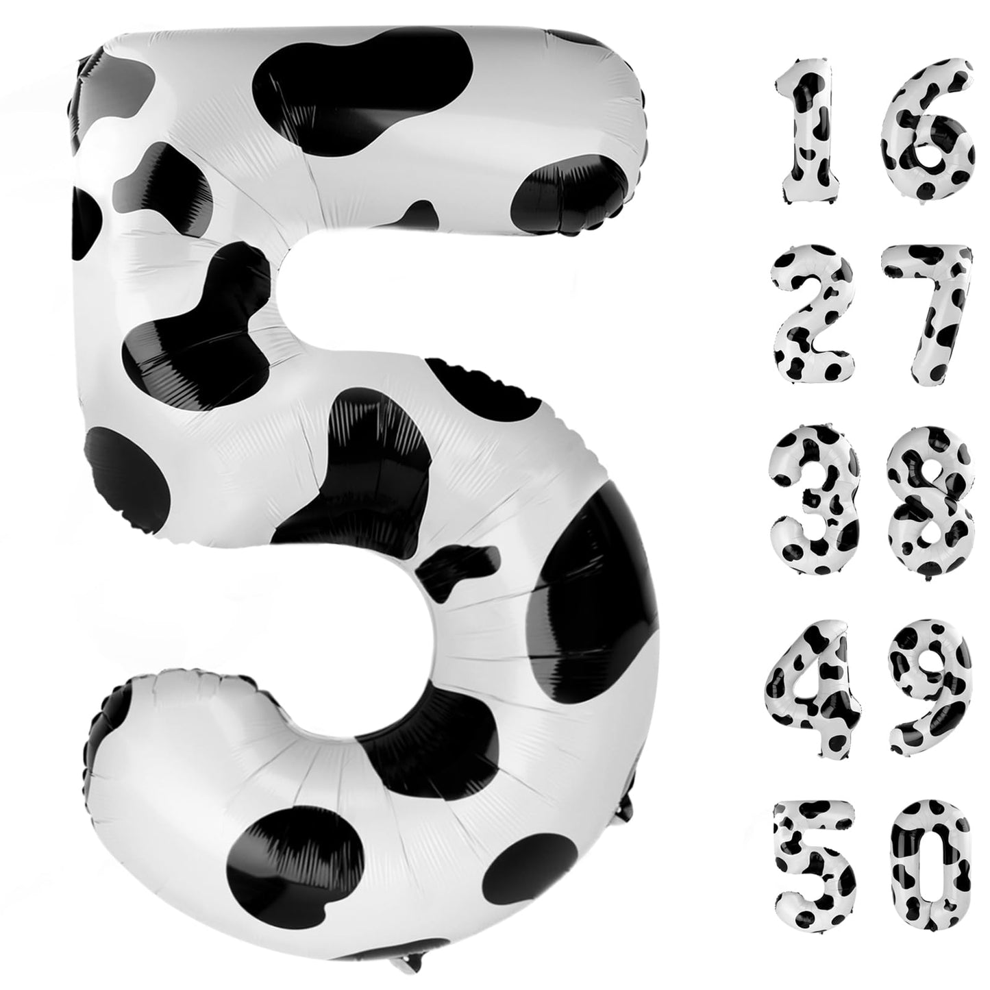 Kelfuoya 40-Inch Cow Print Number 5 Balloon – Jumbo Mylar Foil Birthday Party Decoration
