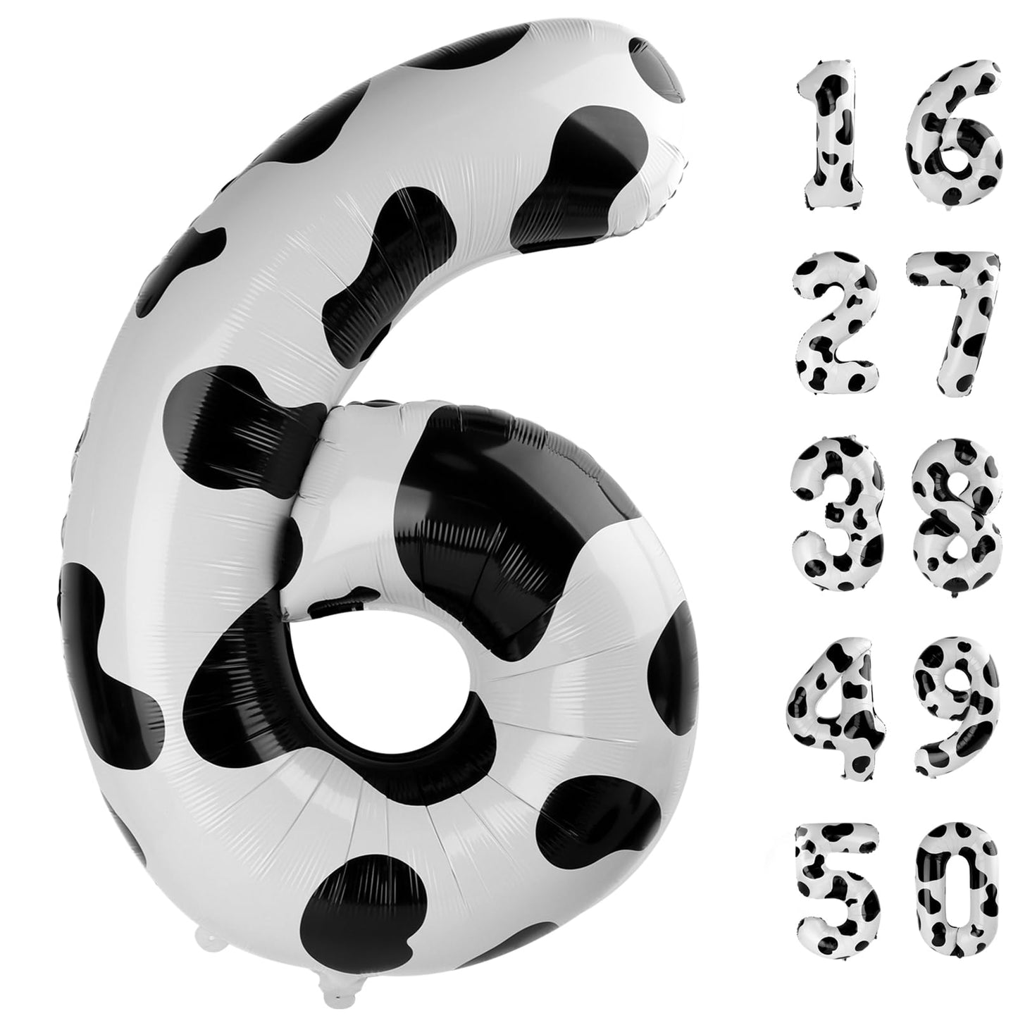 Kelfuoya 40-Inch Cow-Print Number 6 Balloon – Large Foil Mylar Birthday & Anniversary Decor